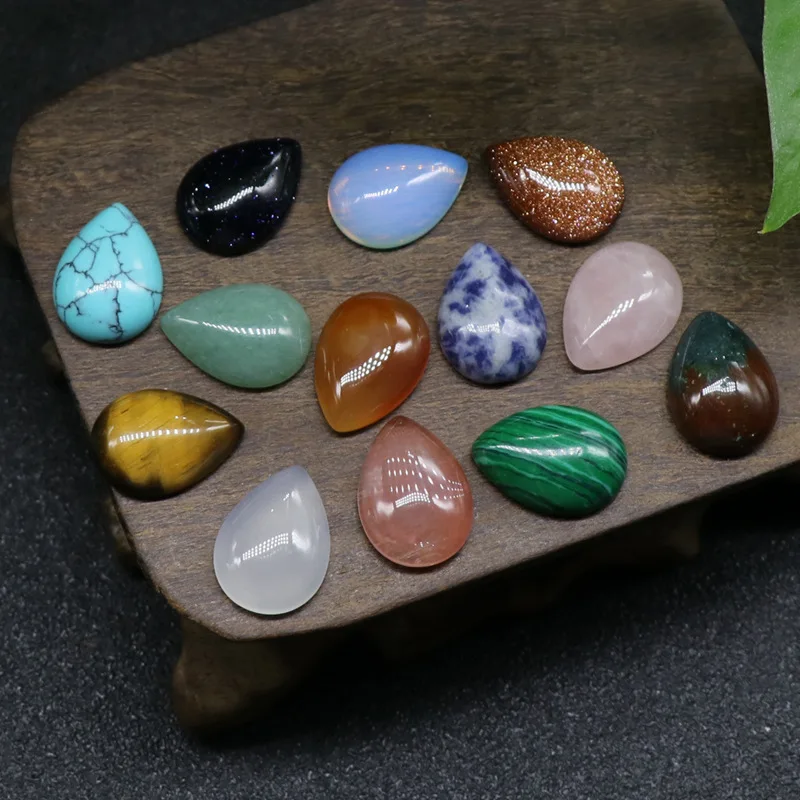 Natural Semi-precious Stone Cabochons 13*18mm Water Drop Shape DIY Jewelry for Making Rings Bracelets Women Jewelry Rose Quartz