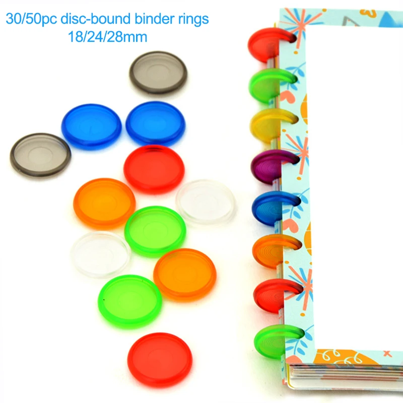 Fromthenon Color Transparent Plastic Sheet Disc-bound Binder Rings Scrapbooking Planner Ring Binder for Mushroom Hole Notebook