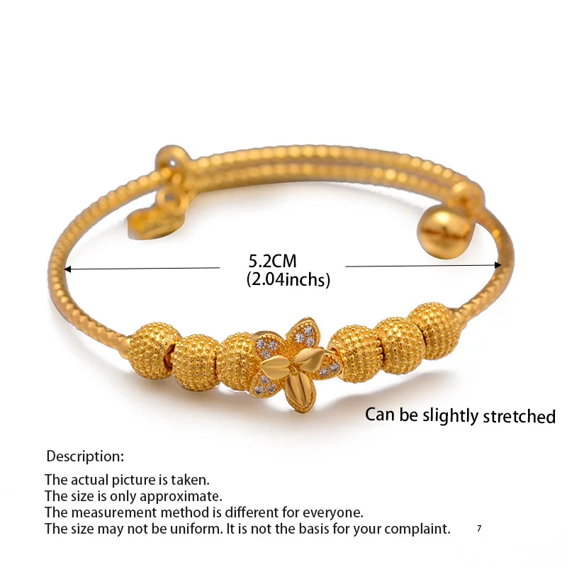 1pcs Ethiopian Arab Africa Jewelry Flower Bangles For Baby / Kids Gold Color Bracelet Circlet Jewelry Children Gifts