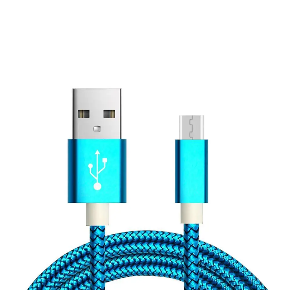 1m Nylon Braided Micro USB Phone Charging Cable Data Transfer Cord for Android Microphone Accessories