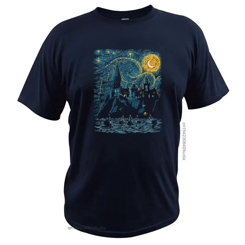 The Starry Night T Shirt Art Classic Short Sleeved Fashion Digital Print Van-Gogh Cotton Tshirt Eu Size