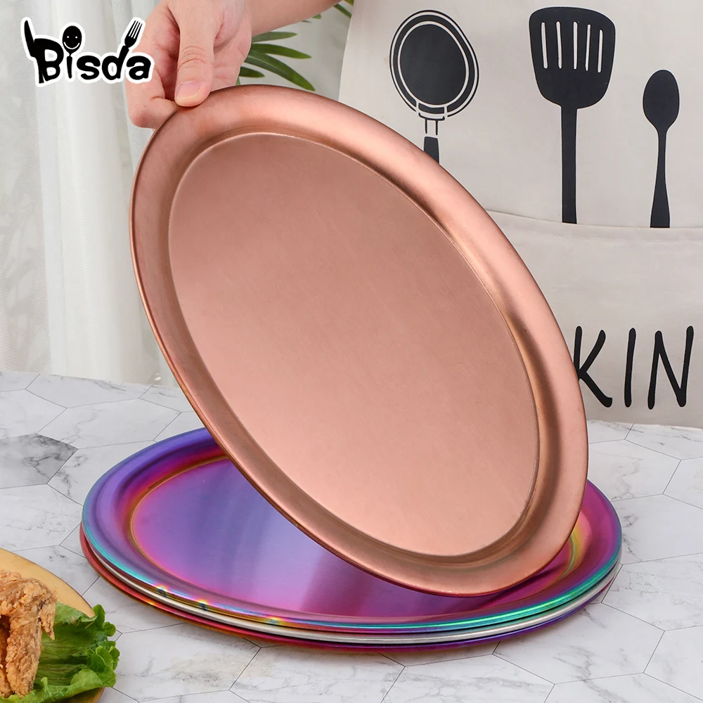 1/3Pcs Stainless Steel Storage Tray Metal Oval Steaming Plate For Fish Food Cake Dish Kitchen Fruit Dessert Plates Home Decor