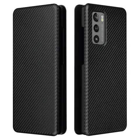 For LG Wing Case Luxury Flip Carbon Fiber Skin Magnetic Adsorption Shockproof Case For LG Wing 5G LGWing Protective Phone Bags