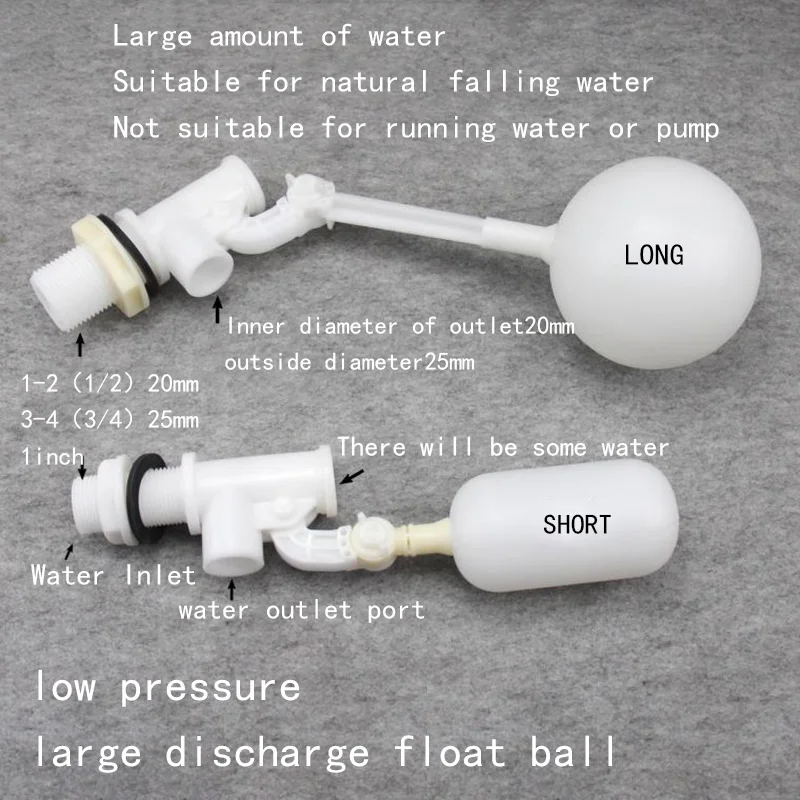 Aquarium Float Valve Low Pressure Large Flow Float Valve Adjustable Float Valve 1Pcs