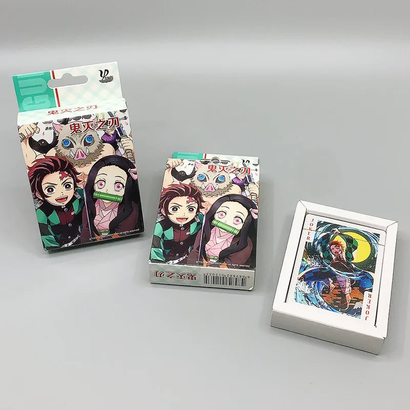 Anime Figure Demon Slayer Kimetsu no Yaiba Pokercards Kamado Tanjirou Nezuko Zenitsu Hashibira Inosuke Playing Poker Cards Toy