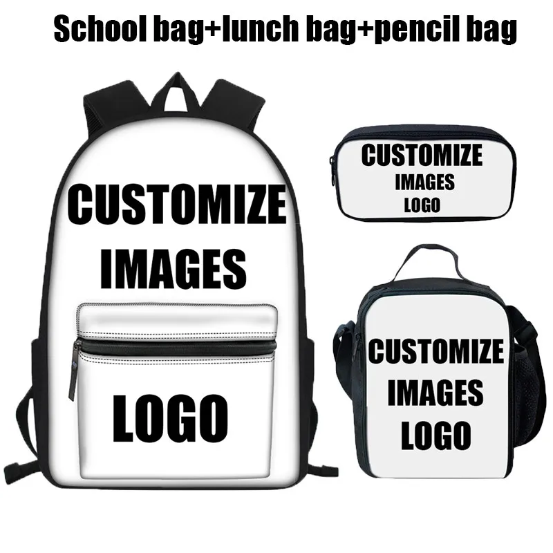 Custom Your Image/Logo 3D Print Backpack High Middle School Backpacks for Teenager Boys Girls Bagpack Student Book Bags Mochila