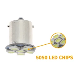 10PCS DC 24volt  10pcs P21W 1156 BA15S P21/5W 1157 BAY15D5050 6 SMD Led Bulb Car White Amber Red  led Bulbs Heteropolarity