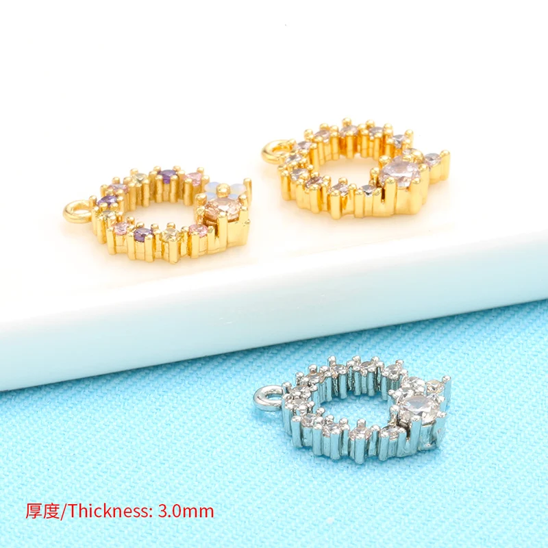 ZHUKOU 11x13.5MM Crystal Moon Charms Necklace Pendant for Women Handmade Bracelet Jewelry Accessories Making Findings:VD645