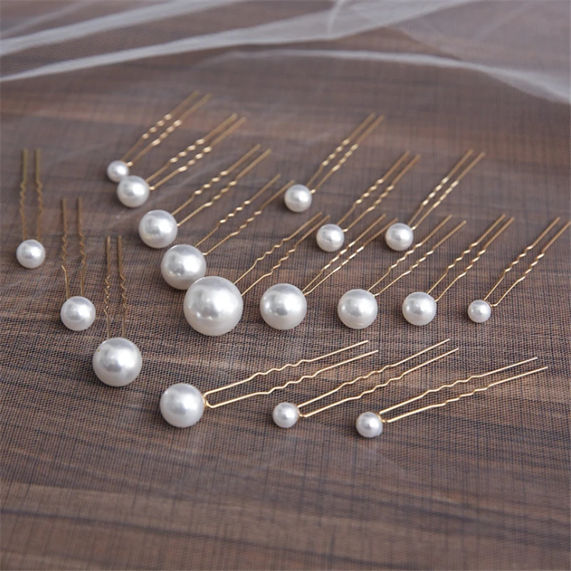 Women U Shape Hair Clips Bobby Pins for Women Girls Brides Hairstyling Tools Accessories Crystal Pearl Hairpins Metal Barrettes