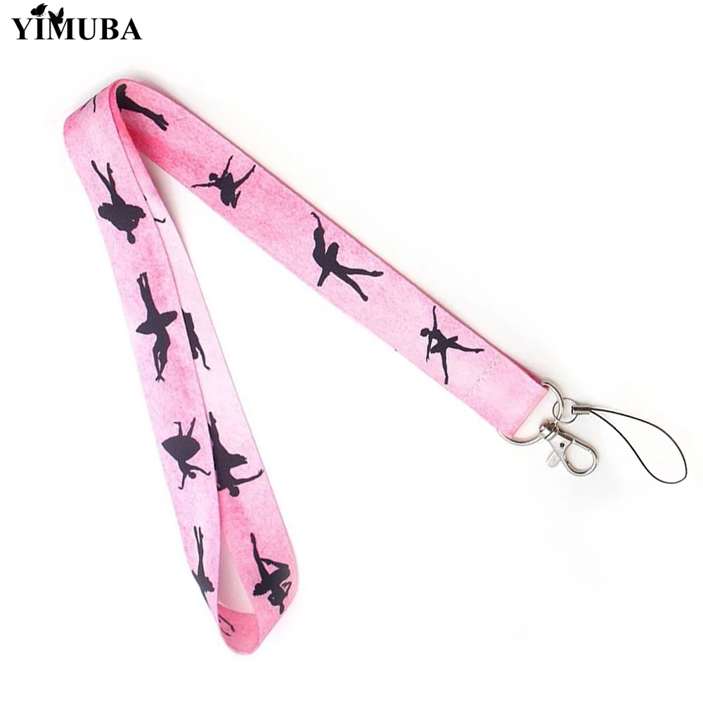 YIMUBA Ballerina Silhouette Lanyard Keychain Multi-function Neck Straps for Keys Cell Phone Badge Holders Gift for Ballet Dancer