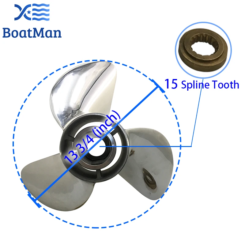 150-300HP Boat Propeller LH For Yamaha Outboard Motor 13 3/4x17 Stainless Steel 15 Tooth Spline Engine Part 6K1-45978-02-98