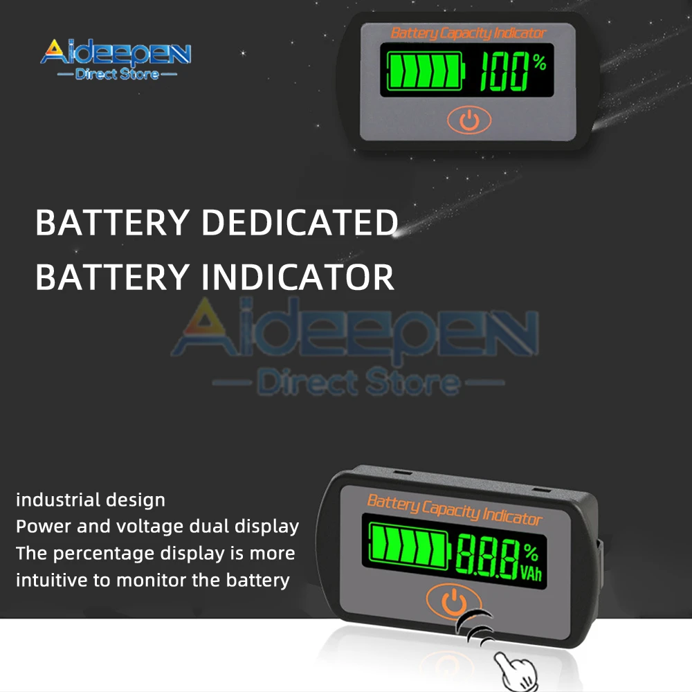 Imagem -04 - Lcd Carro Chumbo-ácido Bateria de Lítio Voltímetro Tensão Tester Touch-tipo Tensão Indicador de Capacidade da Bateria 12v 24v 48v Ajustável