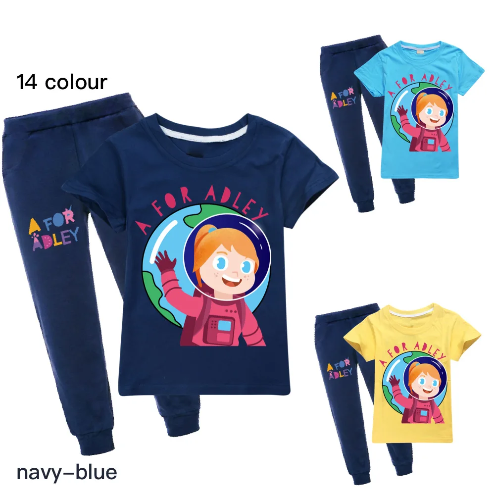 

Модная игровая футболка A for Adley, комплект одежды для маленьких мальчиков с 3D рисунком, детская одежда для мальчиков, топы и штаны, костюм для ...