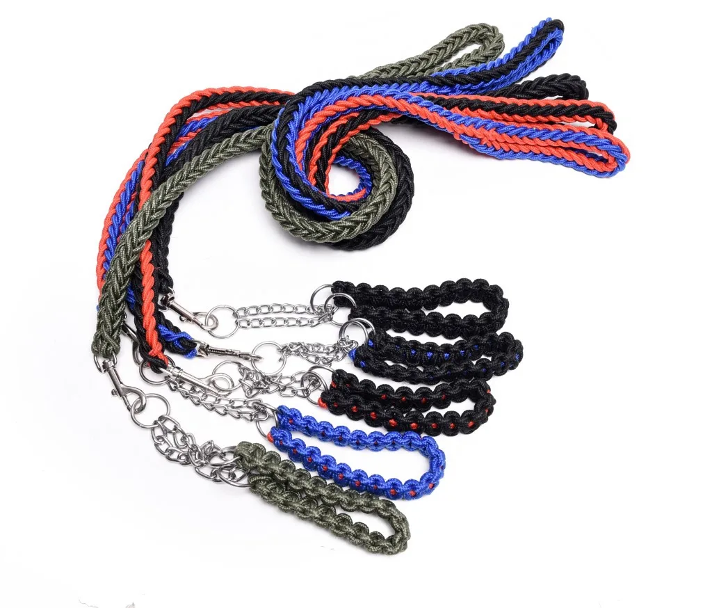 

Pet supplies Big and small dog manual weaving collar automatic contraction and durable dog chain traction leashes