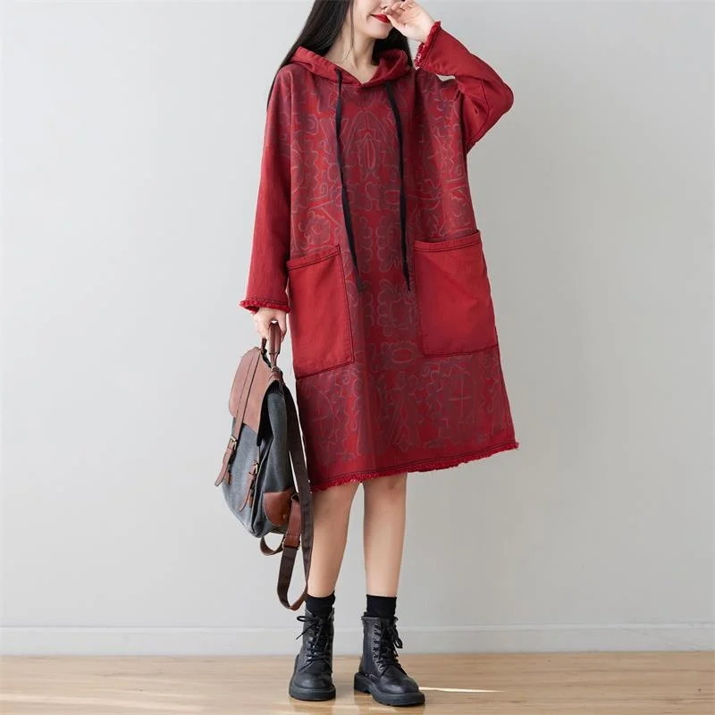 Max LuLu Women New Fashion Loose Vintage Vestidos 2021 Winter Korean Style Hooded Design Casual Denim Dress Street Long Dresses