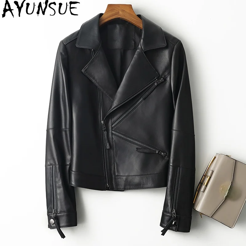 

AYUNSUE Real Sheepskin Jackets Woman Genuine Leather Jackets Women High Quality Short Outerwear Famale Blouson Cuir FemmeSQQ68