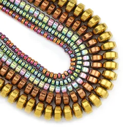 Flat Cylinder Hematite Beads 3 4 6 8mm Round Natural Stone Geometry Spacer Loose Beads For Jewelry Making DIY Bracelet Necklace
