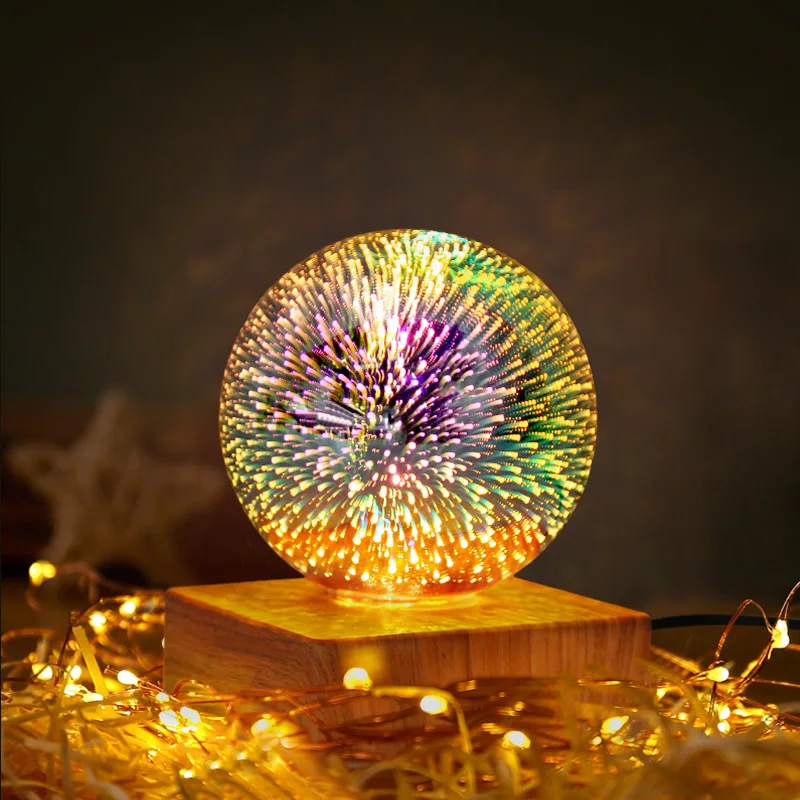 

3D Romantic Firework Light Colorful Atmosphere Table Lamp USB Plug Decoration Lamp Bedroom Bedside Starry Sky LED Night Light