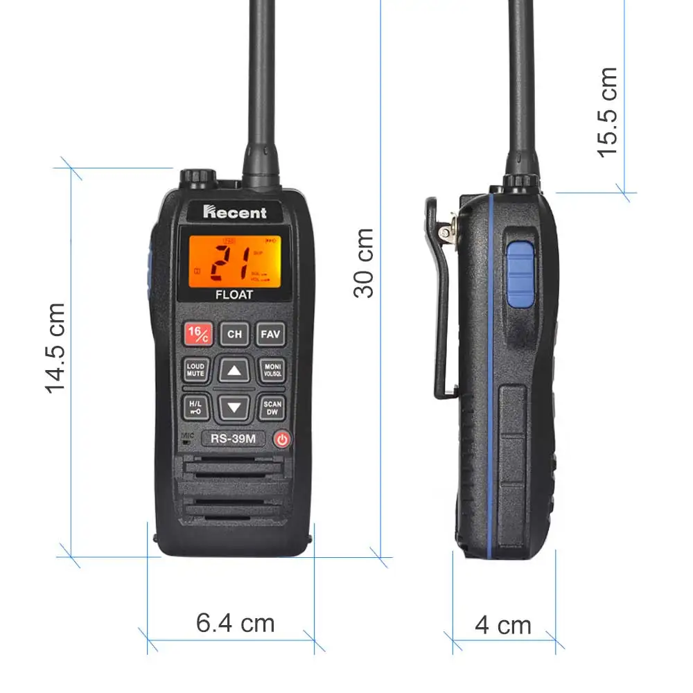 Transceptor marino RS-39M VHF IP-X7, walkie-talkie de mano, a prueba de agua, barco flotante, habla Radio bidireccional