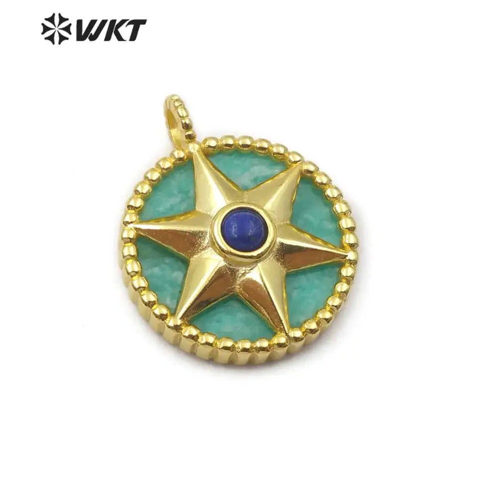 WT-P1488 WKT Optioneel Meerdere Kleuren Goud Electroplated Ronde Star Patroon Hanger Mode Hanger Bevindingen Sieraden Benodigdheden