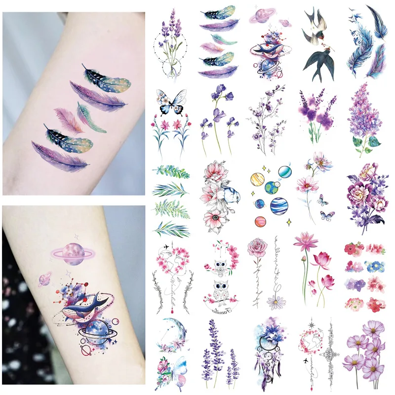 

New Small Fresh Temporary Tattoo Men and Women Waterproof Feather Body Art Fake Tattoo Arm Finger Dreamcatcher Tattoo Stickers