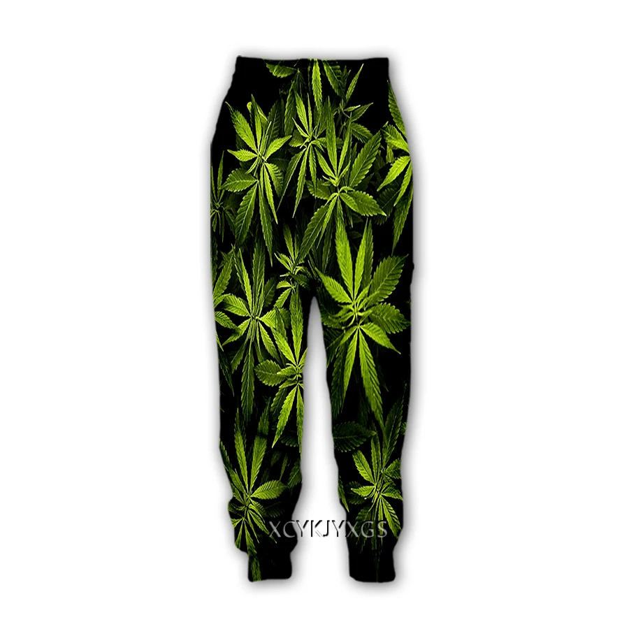 Pantalones informales con estampado 3D de Weed, chándal deportivo recto, Jogging, Y36