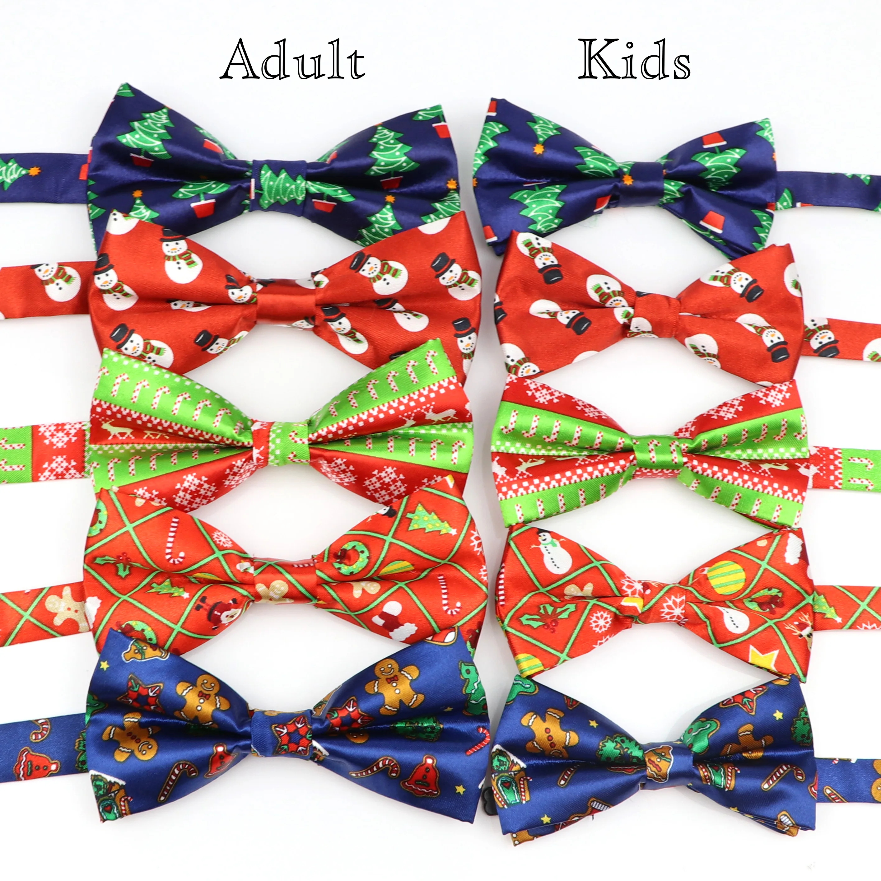 

Christmas Parent-Child Bowtie Set Santa Tree Snowflakes Deer Satin Butterfly Party Wedding Tie Bowknot Accessories Festival Gift