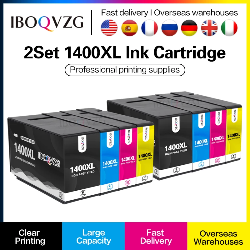 IBOQVZG 4 Color PGI-1400XL Compatible Ink Cartridge For Canon MAXIFY MB2340 MB2040 MB2140 MB2740 Full Ink PGI 1400 PGI1400 XL