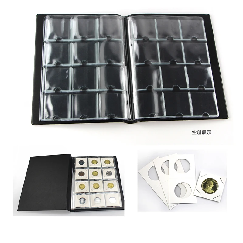 1 Piece 120 openings CARDBOARD COIN HOLDER ALBUM  Paper Card Pocket Collection Album(fixed pages)