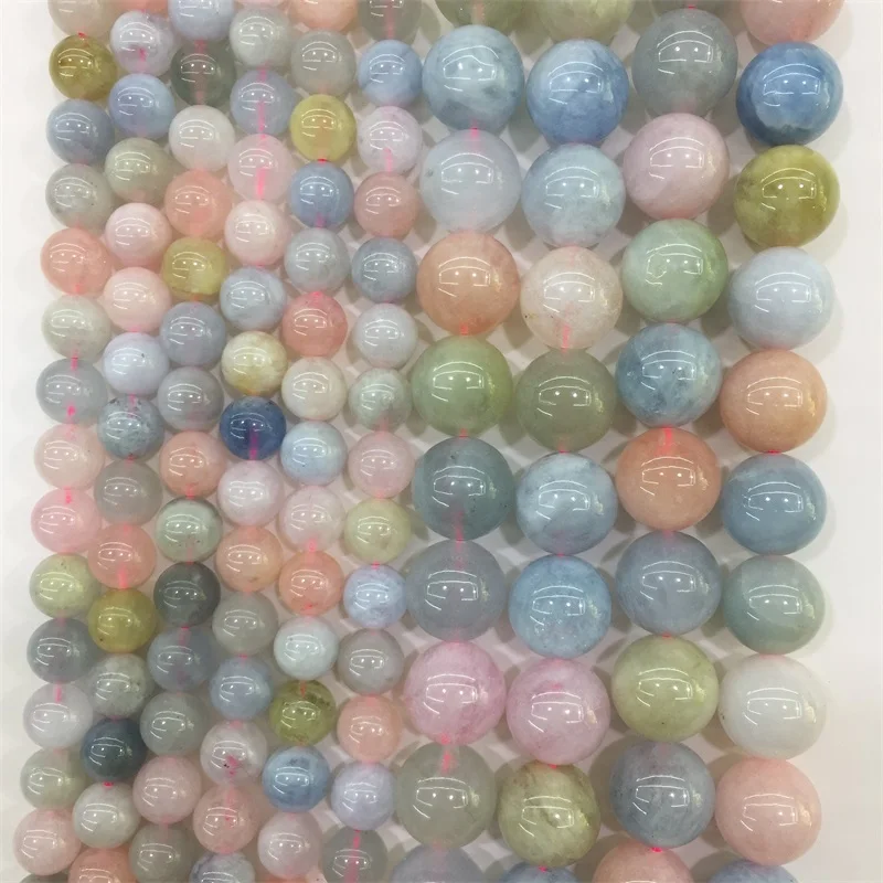 

4/6/8/10/12MM Morganite Gemstone Green Blue Pink Natural Stone Loose Beads For Jewelry Making DIY Bracelet Necklace Earrings