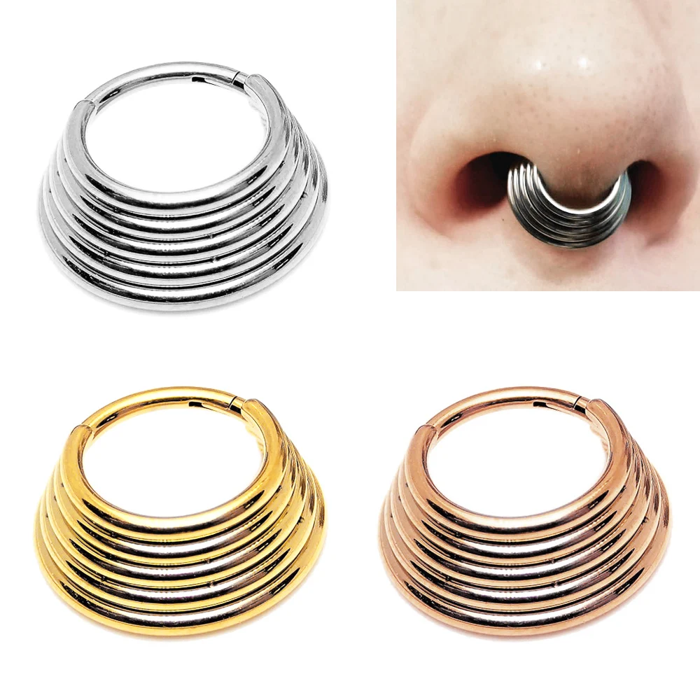 316L Surgical Steel Segment Nose Ring Septum Clicker Tragus Helix  Cartilage  Earrings  Body Piercing Jewelry for Women Men