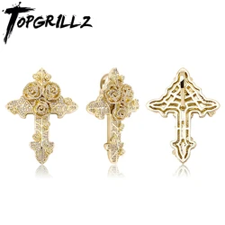 TOPGRILLZ New Rose Cross CZ Pendant Necklace High Quality Iced Out Bling Bling Pendant Hip Hop Rappers Jewelry For Gift Party
