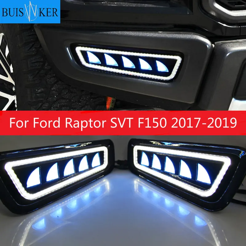 

Дневные ходовые огни 2 шт. для Ford Raptor SVT F150 2017 2018 2019 DRL светодиодный Противотуманные фары с указателем поворота