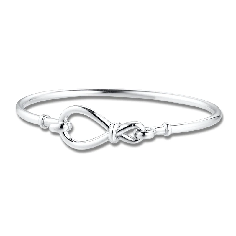 

100% 925 Sterling Silver Bracelet Bangles Infinity Knot Bangle for Women Fit DIY Charms Beads Original Jewelry Making Gift