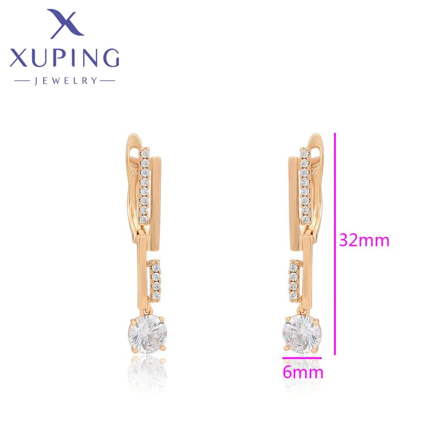 Xuping Jewelry Fashion Simple Square Stone Gold Color Earrings for Women Girl Party Gift S00137167