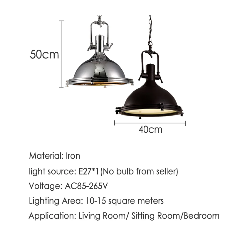 Retro Pendant Light loft Living Room black hanging lamp Kitchen Indoor Industrial Decor Industrial Country Metal Pendant Light