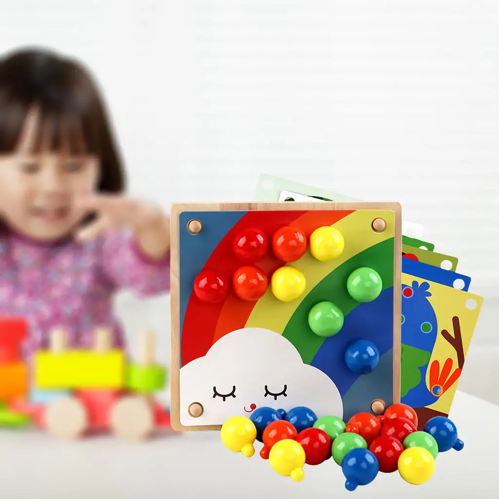 Wooden Mushroom Nail Mosaic Pegging Board Educational Toys Creative Gifts Peg Puzzle Buttons Art for Age Over 3 Years Old Baby