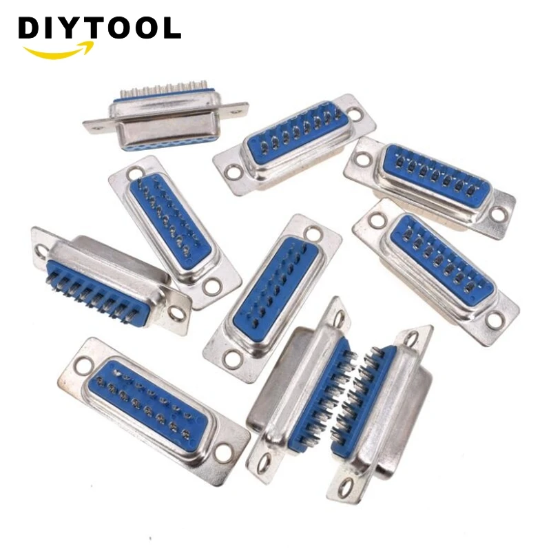 10 piezas DB15 Jack VGA 3 filas 15Pin D-SUB cable tipo soldadura DIY conector de enchufe