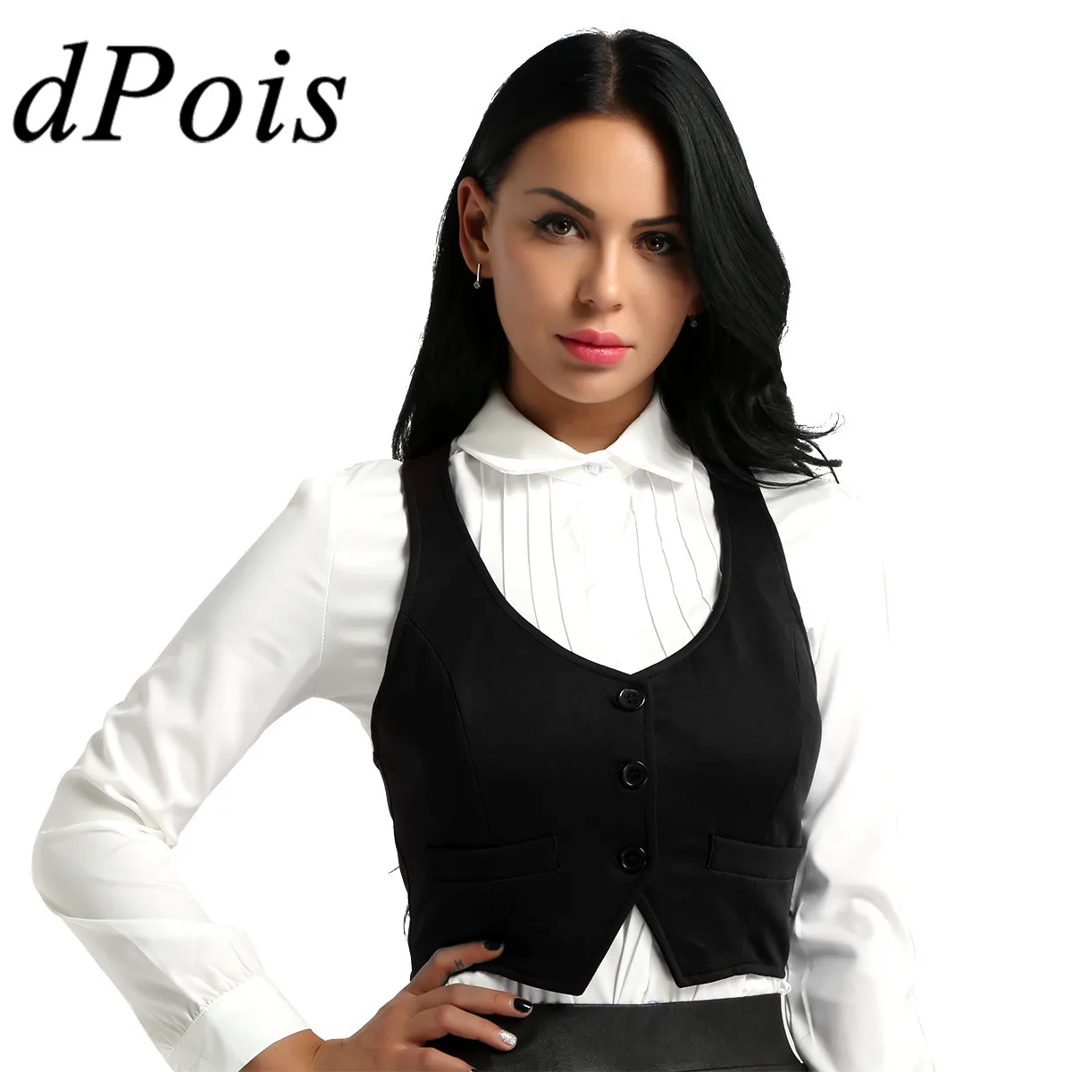 

New Arrival Women Classic V Neck Sleeveless Vest Elegant OL Waistcoat Office Lady Business Suit Vest Fashion Women's Vests Mujer