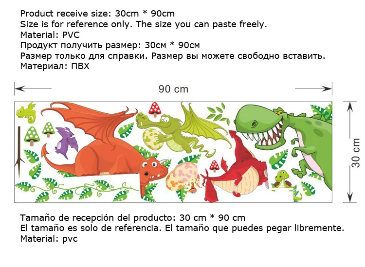 Cartoon Dinosaurier Zoo Wandaufkleber für Kinderzimmer Schlafzimmer Dekoration Wandbild Kinderzimmer Dekor Tiere Schrank Selbstklebende Tapete – Detail 1
