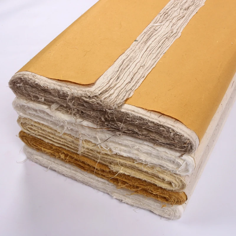 Chinese Half-Ripe Xuan Paper Calligraphy Papers with Flower Tea Yun Long Fiber Rice Papers Carta Di Riso Painting Supplies