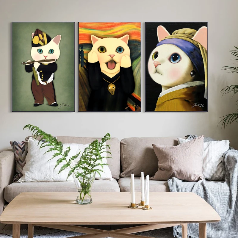 

Cat Portrait Posters Animals Canvas Painting Vintage Wall Art Modern Poster And Print Nordic Living Room Decor Bedroom Pictures