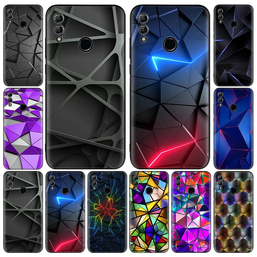 Plating Geometric Marble Neon Crack Phone Case For Huawei Honor 10 9 Lite 8A 8X 8S 7A 7X 9X 20 Pro 10i Y5 Y6 Y7 Y9S Prime Cover