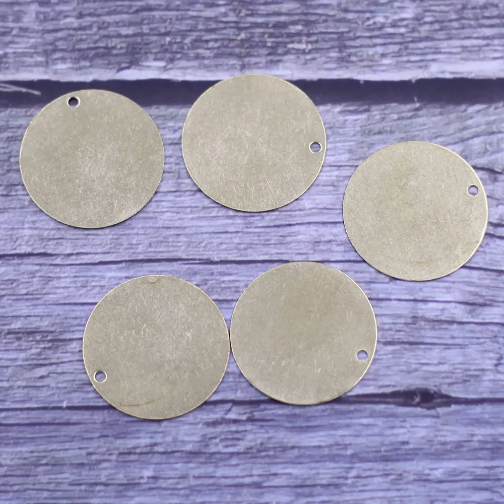 Copper Pendants Stamping Blanks Tags Engraveable Brass Tone Round Jewelry DIY Finding Charms 28mm(1-1/8\