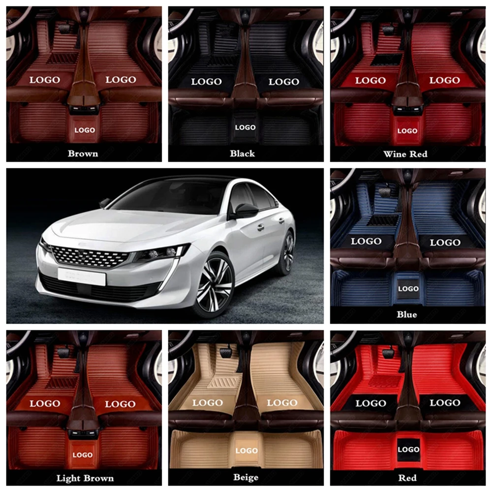 

Custom Car Floor Mats for Peugeot 407 4008 5008 2008 301 408 2008 207 3008 RCZ 307 Sw 607 308 206 508 Leather Auto Carpet Cover