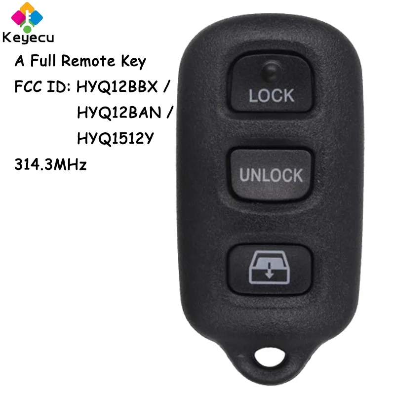 

KEYECU Keyless Entry Remote Car Key With 3+1 4 Buttons 314MHz for Toyota 4Runner Sequoia Tundra Fob HYQ12BBX, HY12BAN, HYQ1512Y