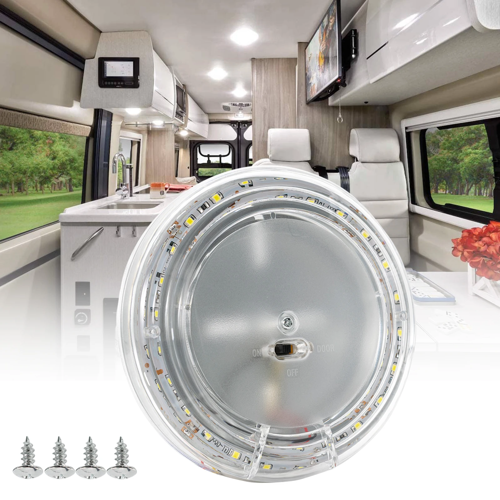 

Universal White Trailer Interior Light 12V Roof Reading LED Ceiling Dome Lamp With Switch For Car Campervan Lorry Caravan Bus RV