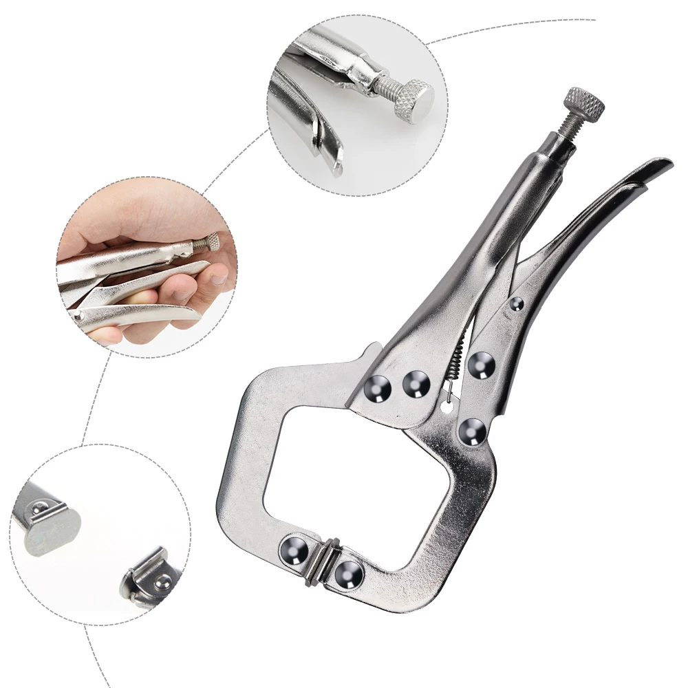 Locking Pliers With Wire Cutter Heavy Duty Grip, 5/7/10" Curved Jaw Locking Pliers 6-1/2" Long Nose Locking Pliers Vise Grip