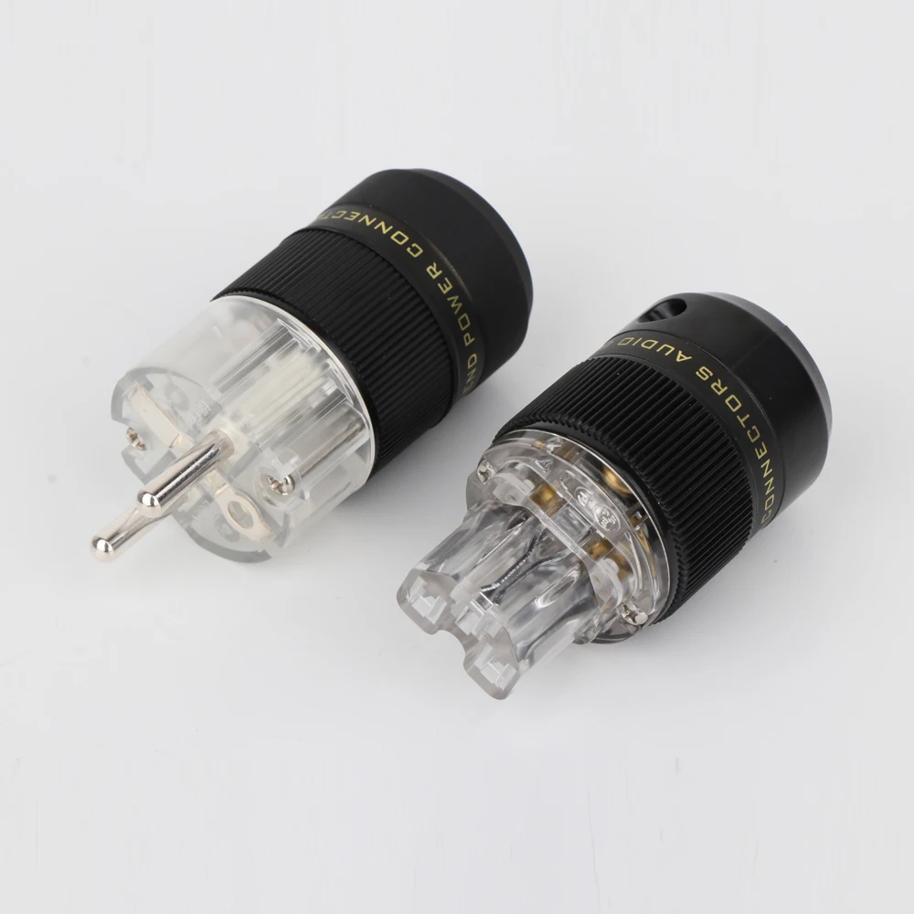 Paar Audio-Stromstecker Versilbert EU-Buchse AC-Stromanschluss Schraubverriegelung 15A/125V Handgefertigt DIY Audiophiler Stromkabel – Detail 11