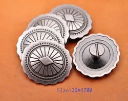 10X 30*27MM Retro Silver Tribal Beauty Diamond Flower LEATHERCRAFT Belt Handbag CONCHOS Screwback